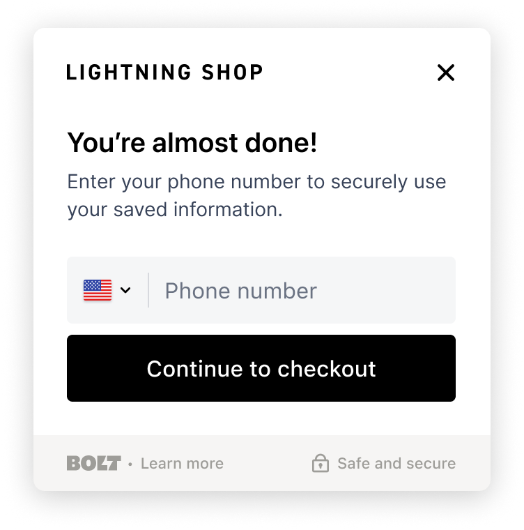 Modal to verify shopper's phone number