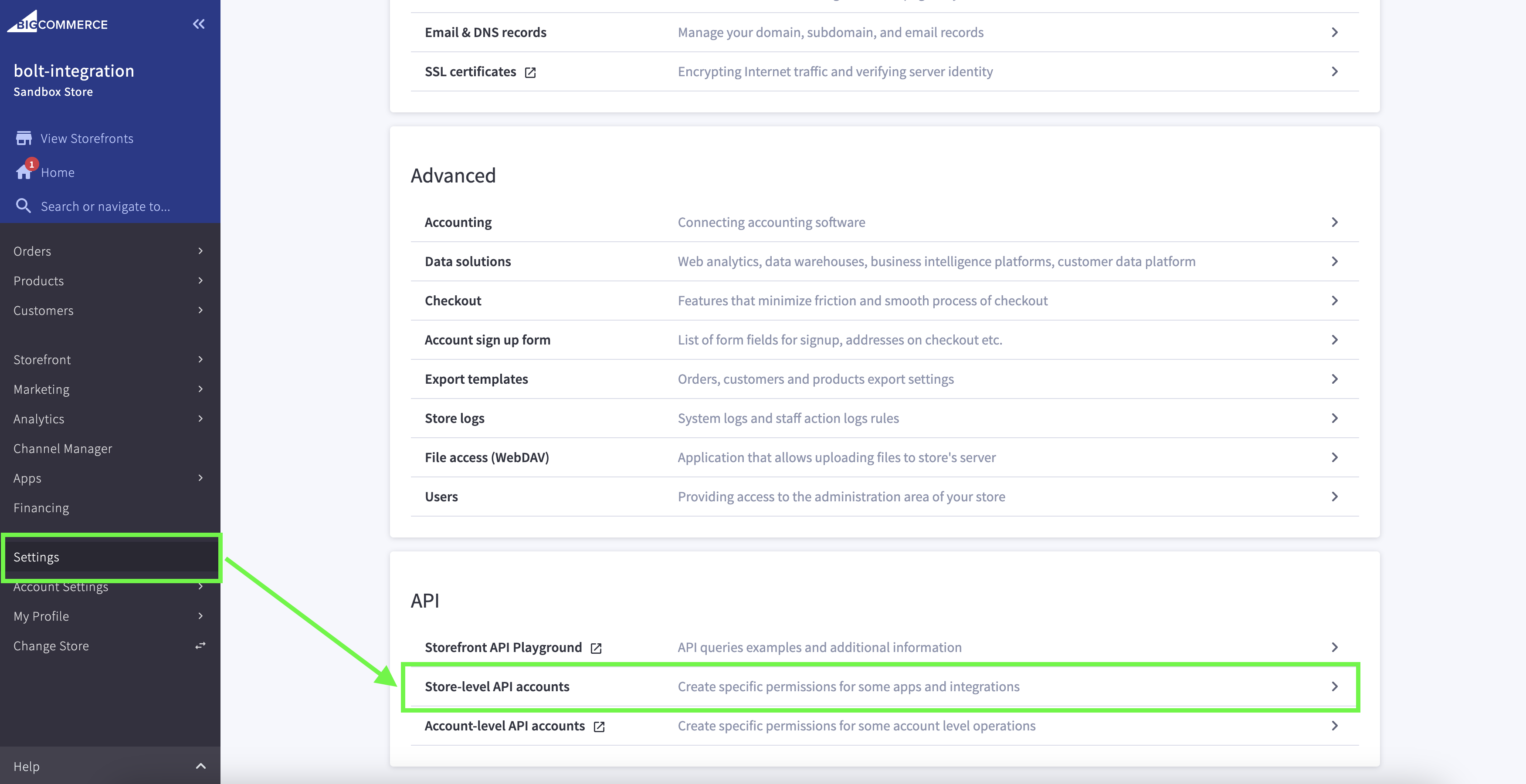 Store-level API accounts.