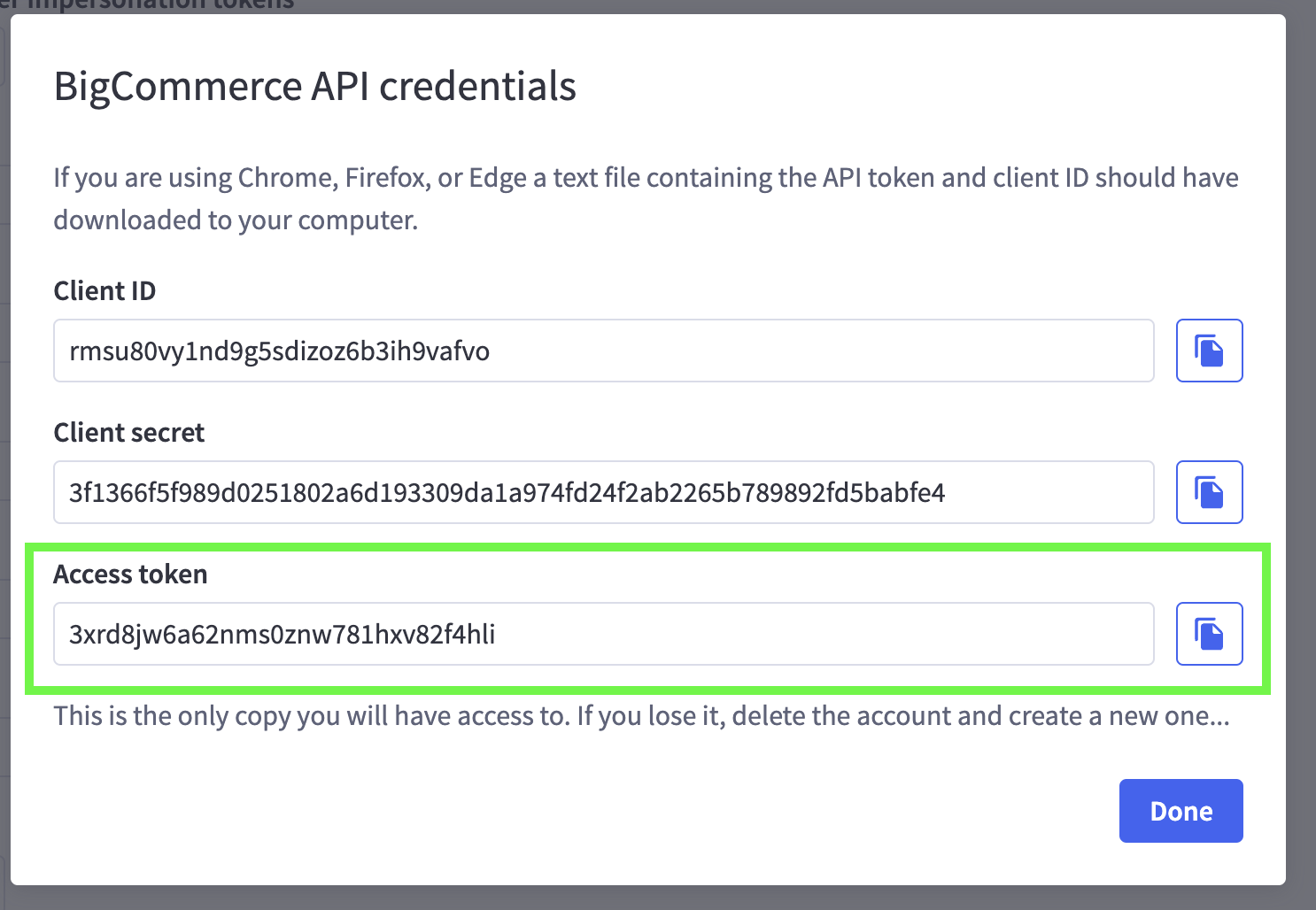 API Credentials.