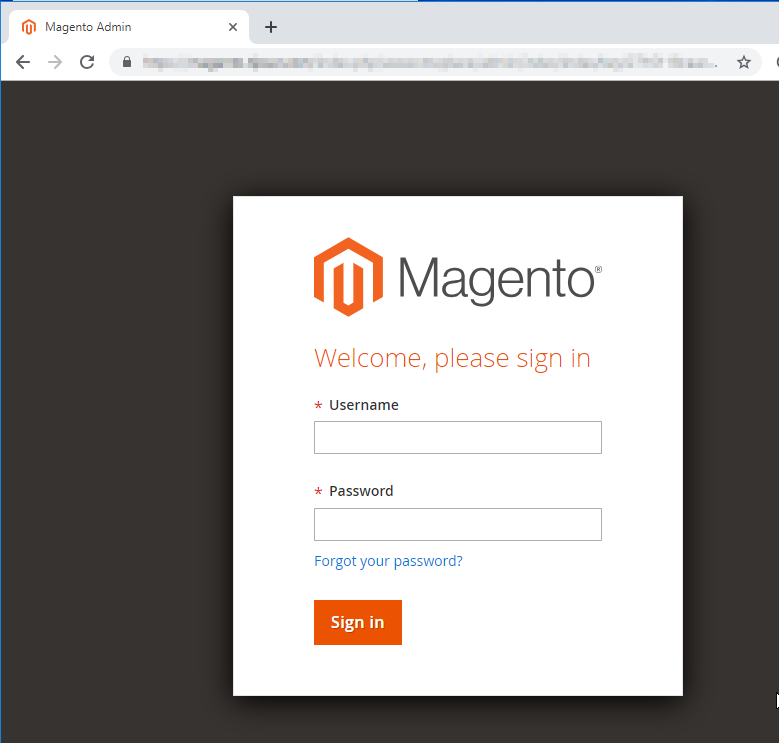 Log in to Magento