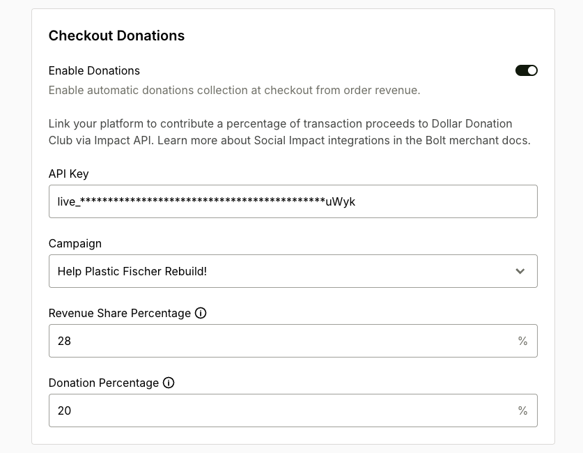 Click Enable Donations.