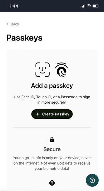 Create a Passkey on mobile