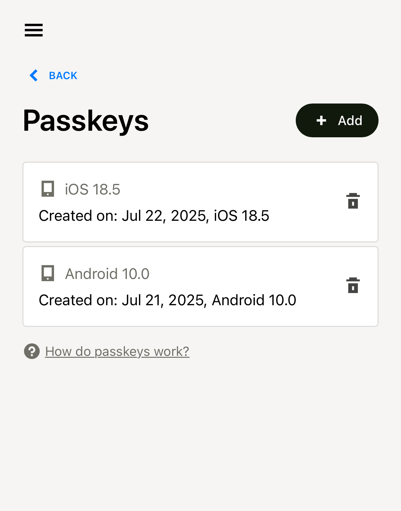 Create Passkey