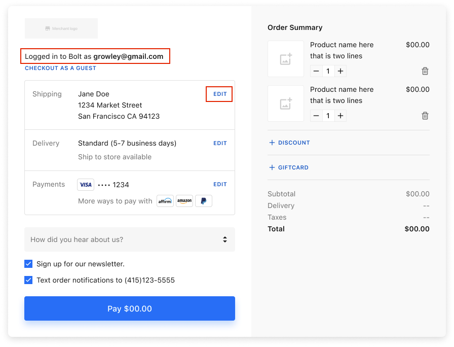 Update shipping method